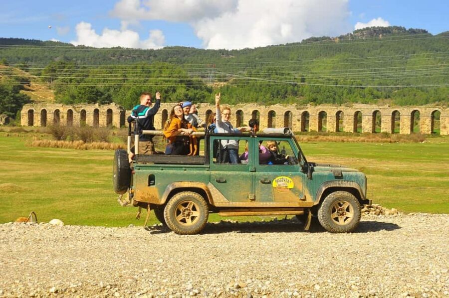 Jeep Safari-Lunch-Boat-Canyon-Waterfall-Foam,Water Party - Lunch at Green Lake: simple Turkish food, served mid-adventure